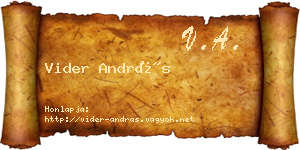 Vider András névjegykártya